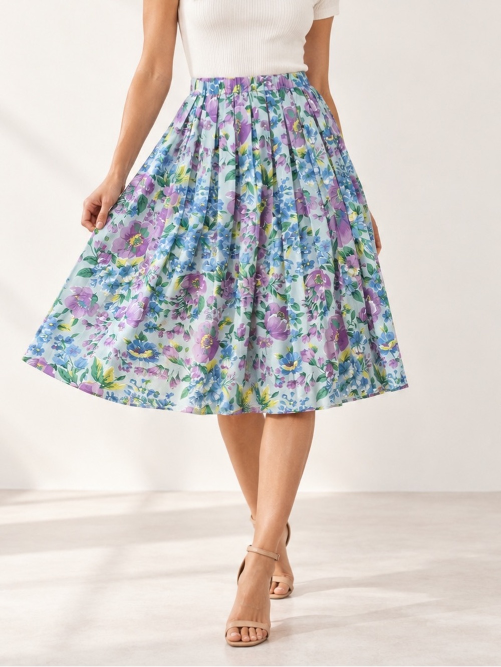 Baum und Pferdgarten Floral Pleated Midi Skirt Size 38 US 8